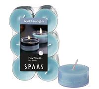 Spaas - Velas, Cera de parafina, Taza de plástico, Gris, Azul, Fairy Waterlily