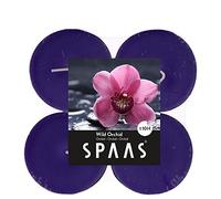 Spaas - Velas de té, Cera de parafina, taza de aluminio, berenjena, Wild orchid