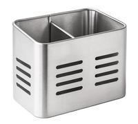 Space Home - Escurridor Doble de Cubiertos - Portacubiertos de Cocina - Soporte y Organizadores para Utensilios - 2 Compartimentos - Acero Inoxidable - Plata