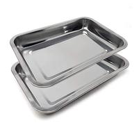 Space Home - Juego de 2 Bandejas para Servir - Fuente Honda Rectangular - Acero Inoxidable - 40 x 30 cm