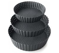 Space Home - Molde de Horno Rizado Perforado Alto - Molde con Base Desmontable - Recubrimiento Antiadherente - Molde Quiche Perforado - Moldes para Bizcochos - Molde para Tartas - 20, 24 y 28 cm
