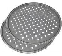 Space Home - Molde para Pizza con Agujeros - Acero al Carbono - Recubrimiento Antiadherente - Set de 2 - Ø 32 cm