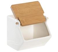 Space Home - Salero Cerámico con Tapa - Azucarero - Recipiente para Aliños o Especias - Blanco