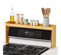 SpaceAid Estante de bambú para especias sobre la estufa, organizador de cocina de 31.5 pulgadas, estante superior de especias para estufa, almacenamiento de encimera de 11.6 pulgadas de altura,