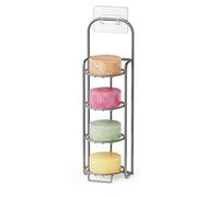 SpaceAid, Jabonera de 4 Niveles para Ducha, Soporte autodrenante de Pastilla de jabón o champú para Pared de baño y Fregadero de Cocina, Barra de Acero Inoxidable, Gris