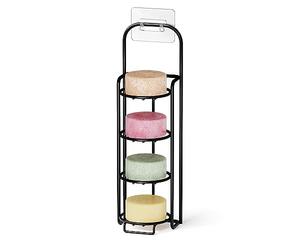 SpaceAid, Jabonera de 4 Niveles para Ducha, Soporte autodrenante de Pastilla de jabón o champú para Pared de baño y Fregadero de Cocina, Barra de Acero Inoxidable, Negro