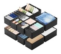 SpaceAid Organizador de cajones para ropa, paquete de 12 contenedores organizadores de cajones de tocador, organizadores de armario y separadores de almacenamiento para ropa, ropa interior, calcetines