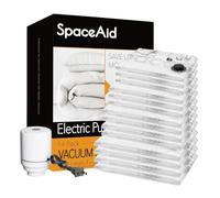 SpaceAid Paquete de 14 bolsas de almacenamiento al vacío con bomba de aire eléctrica, compresión, selladoras, edredones, mantas, almohadas, ropa de cama (4 jumbo, 4 grandes, 3 medianas, 3 pequeñas)