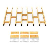 SpaceAid Separadores de cajones de bambú con inserciones y etiquetas, organizadores de cajones ajustables de cocina, organización expandible para el hogar, oficina, aparadores y baño, 8 separadores