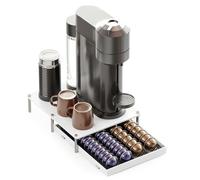 SpaceAid Soporte de bambú para cápsulas de café compatible con cápsulas Nespresso Vertuo, bandeja organizadora de accesorios de estación de café, compatible con 40 cápsulas grandes o 56 pequeñas