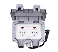Spacnana Enchufe Exterior Doble IP66 Resistente Al Agua 16A, con Tapa Bloqueable y Indicador LED, para Jardín Garaje Cortacésped