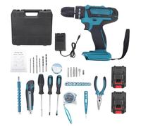 Spacnana Taladro Inalámbrico, Kit de Atornillador de Impacto de 21 V con 2 Baterías 1300 MAh 35 N.m Torque 1280 RPM Control de Velocidad Continuo Perforación de 10 Mm, para Reparaciones en (Enchufe