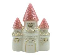 Sparburg - Hucha para niños, diseño de Castillo de Princesas, Hucha Decorativa con función de Ahorro de cerámica en Color Blanco y Rosa, 15 x 7 x 18 cm.