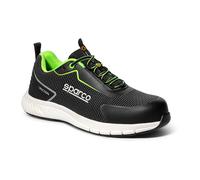 Sparco - Traction - Zapatos de Seguridad para Hombre y Mujer - Zapatos de Trabajo Antideslizantes y Resistentes - Calzado de Seguridad de Estilo Deportivo, Black White Lime, 41EU