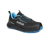 Sparco - Zapatos de seguridad Traction - Antideslizantes y resistentes - Negro Celeste 42EU