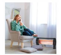SPARK - Calefactor Eléctrico 3 Tubos de Cuarzo SPARK 1200W POTENTE CALOR, LIGERO, SISTEMA APAGADO ANTI-VUELCO Black