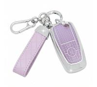 SparkleJoy Funda Llave de Coche con Llavero de Cuero, Carcasa Llave Compatible con Ford Ranger Raptor Mondeo Mustang Edge Custom Kuga Fiesta Focus Transit S-Max,Cubierta Llaves de Coche (Morado)