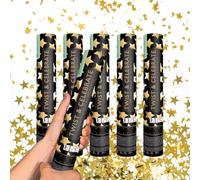 SPARKLERS Club - Cañón de confeti de 28 cm, alcance 5-8 metros, ideal para bodas, cumpleaños, fiestas, alta calidad, seguro, duradero, efecto espectacular garantizado (estrella de oro, 6, cañones)