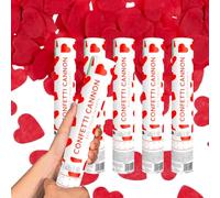 SPARKLERS Club - Cañón de confeti de 28 cm, alcance 5-8 metros, ideal para bodas, cumpleaños, fiestas, alta calidad, seguro, duradero, efecto espectacular garantizado (corazón rojo, 6, cañones)