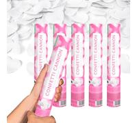 SPARKLERS Club - Cañón de confeti de 28 cm, alcance 5-8 metros, ideal para bodas, cumpleaños, fiestas, alta calidad, seguro, duradero, efecto espectacular garantizado (corazón blanco, 6, cañones)