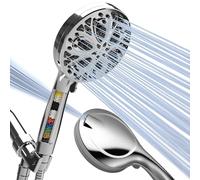 SparkPod Cabezal de ducha de mano de 10 modos con filtro, cabezal de ducha filtrado de alta presión de 5 pulgadas con boquillas táctiles para limpiar, chorro de energía integrado, manguera de acero
