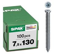 SPAX 1021010751305 RA - Anclaje de marco (7,5 x 130 mm, cabeza avellanada, Torx30, Wirox, para atornillado sin clavijas), color plateado