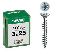 Spax International Tornillo universal 3,0x25 mm 200 piezas cabeza avellanada T-Star Plus zinc