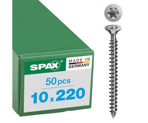 Spax 1208001002205 - Tornillo construcción de madera, 10,0 x 220 mm, 50 piezas, cabeza avellanada, t-star plus, cortar, c