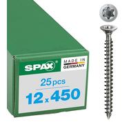 Spax 1208001204505 - Tornillo de madera, 12,0 x 450 mm, 25 piezas, cabeza avellanada, t-star plus, cortar, costillas moli