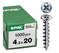 Spax 1411010400205 FEX de KS Ventana Diseño Tornillo, 4.0 mm x 20 mm PH2, Plata (1000 unidades)