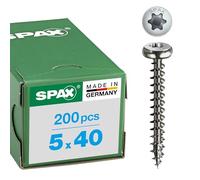Spax Tornillo universal 207000000000 5x40 mm T-Star Plus 4cut cabeza media caña 200 piezas A2-óxido