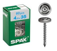 SPAX 4587000450357 T-Star Plus T20 4Cut A2 - Tornillos de acero inoxidable a prueba de óxido, 60 unidades, cabeza avellanada totalmente roscada T-Star Plus T20 4587000450357