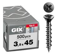 SPAX GIX-C 1791170390455 - Tornillos para montaje rápido (rosca HiLo, 500 unidades, cabeza fresadora pequeña, H2, tornillos para paneles de yeso y paneles de yeso y paneles de solado seco, 500