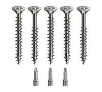 Spax - Juego de tornillos para madera, rosca completa/parcial + broca Torx | 5 tamaños: 3 x 30; 4 x 40; 4,5 x 45; 5 x 80; 6 x 100 | acero inoxidable A2