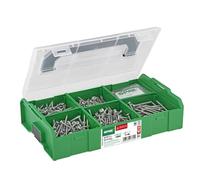 SPAX Maletín de montaje L-BOXX Mini, juego para electricistas con 475 tornillos de cabeza semirredonda en 5 tamaños, 75 tacos a juego y 3 puntas T-STAR plus
