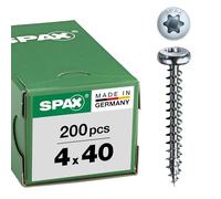 SPAX Tornillo universal T-STAR plus 4,0 x 40 mm galvanizado cabeza redonda rosca completa 200 uds
