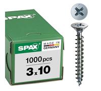 SPAX - Tornillo cincado claro, 3,0 x 10 mm, 1000 Unidades