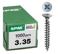 SPAX - Tornillo cincado claro, 3,0 x 35 mm, 1000 Unidades
