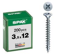 SPAX - Tornillo cincado claro, 3,5 x 12 mm, 200 Unidades
