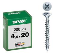 SPAX - Tornillo cincado claro, 4,5 x 20 mm, 200 Unidades
