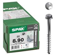 SPAX Tornillo de cabeza hexagonal con arandela, 8,0 x 90 mm, 50 unidades, acero galvanizado