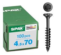 SPAX Tornillo de fachada, 4,5 x 70 mm, 100 unidades, rosca parcial, cabeza avellanada, T-STAR plus T20, punta CUT, acero inoxidable A2 BLAX - 25170404507021