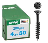 SPAX Tornillo para fachada, 4,5 x 50 mm, 200 unidades, rosca parcial, cabeza avellanada, T-STAR plus T20, punta CUT, acero inoxidable A2 BLAX - 25170404505021