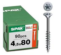 SPAX Tornillo Universal 4,5 x 80 mm, 90 pzas., T20, Rosca Parcial, WIROX