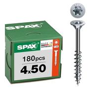 SPAX Tornillo Universal 4 x 50 mm, 180 pzas., T20, Rosca Parcial, WIROX | Tornillos para madera con punta 4CUT, cabeza avellanada MULTI y T-STAR plus para bricolaje y carpintería profesional