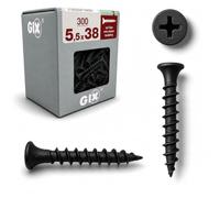 SPAX Tornillos de montaje rápido, 5,5 x 38 mm, 300 unidades, rosca gruesa fosfatada, color negro, autoperforantes, PH2, para placas de yeso sobre soporte de metal