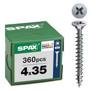 SPAX Tornillos Universales 4 x 35 mm, 360 pzas. Rosca Completa Z2 WIROX