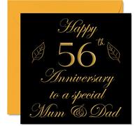 Special 56th Anniversary Card for Dad Mum Parents - Special Mum & Dad - Happy 56 Wedding Anniversary Cards from Son Daughter Family, 145mm x 145mm Greeting Cards for Fifty-Sixth Anniversaries