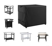 Spelonify Funda resistente para carrito de preparación al aire libre para mesa de horno de pizza y parrilla de patio, funda protectora impermeable Oxford 210D con cordón resistente al viento, negro