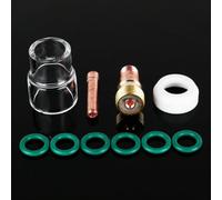 Spelonify Kit de antorcha TIG de lente de gas con copa transparente #12 para antorchas refrigeradas por aire WP-17/18/26, incluye cuerpo de boquilla, pinza, juntas tóricas y aislador